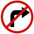 Do not turn right sign board