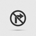 Do not turn right traffic sign on transparent background Royalty Free Stock Photo