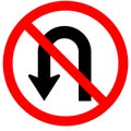 Do Not U-Turn Left Traffic Sign,Vector Illustration, Isolate On White Background,Symbols, Label. EPS10 Royalty Free Stock Photo