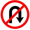 Do Not U-Turn Right Traffic Sign,Vector Illustration, Isolate On White Background,Symbols, Label. EPS10 Royalty Free Stock Photo