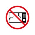 Do not use broken household appliances. Ban icon with a broken microwave