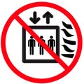 Do not use lift in the event of fire sign. do not use elevator symbol. flat style Royalty Free Stock Photo