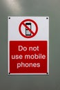 Do not use mobile phones warning sign Royalty Free Stock Photo