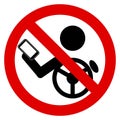 Do not use phone while driving, ban sign with silhouette of driver and monile phone