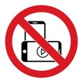 Do not use phone. Telephone or smartphone silhouette in red crossed circle