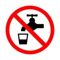 Do not use water sign. Bright warning, restriction sign on a white background