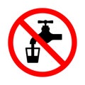 Do not use water sign. Bright warning, restriction sign on a white background