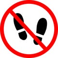 Do not walk. no barefoot sign. do not step here symbol. do not stand here. flat style