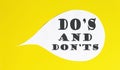 DO S AND DON TS speech bubble isolated on the yellow background