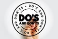 Do\'s And Don\'ts text stamp, concept background