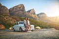 Do something different than movies...a young couple making a stop at the beach while out on a road trip.