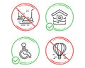 Bumper cars, Parking and Disabled icons set. Air balloon sign. Carousels, Garage, Handicapped wheelchair. Vector Royalty Free Stock Photo