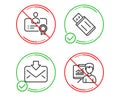 Certificate, Incoming mail and Usb flash icons set. Presentation sign. Vector