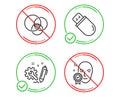 Euler diagram, Engineering and Usb stick icons set. Face verified sign. Vector