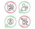 Identity confirmed, Security agency and Social responsibility icons set. Report sign. Vector