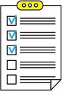 Do to list on presentation tablet, questionnaire. Check mark in form, paper checklist on clipboard