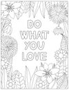 Do what you love. Quote coloring page. Affirmation coloring