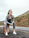 Do the work and see the change. a sporty young woman taking a break while exercising outdoors. Royalty Free Stock Photo