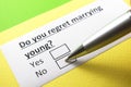 Do you regret marrying young? Yes or no