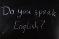 do you speak English question written with chalk on a blackboard Royalty Free Stock Photo