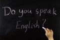 do you speak English question written with chalk on a blackboard Royalty Free Stock Photo