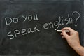 Do you speak English, written on a blackboard Royalty Free Stock Photo