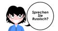 Do you speak Russian?, question, girl, german, isolated.