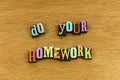 Homework learning preparation job training home work instruction Royalty Free Stock Photo