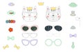 Do it yourself cat heads with glasses and accessories Royalty Free Stock Photo