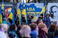 STAND WITH UKRAINE rally at the Dobele liberation monument to protest war and support Ukraine Royalty Free Stock Photo