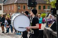 DRUMLINE performance at the Summit of Small Drummers during the historic Dobele Market Royalty Free Stock Photo