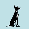 Doberman dog black color logo vector illustration on a blue background Royalty Free Stock Photo