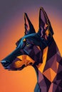 Doberman dog illustration suitable for printing on a t-shirt. Generative AI.