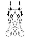 Doberman dog line art, tribal. Freehand vector illustration