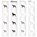 Doberman, dog poodle, boxer, breed pit bull. Dog breeds set collection icons in cartoon black monochrome outline style