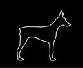 Doberman Pincher dog line contour vector silhouette illustration isolated.