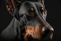 doberman pining after lost owner with sad eyes