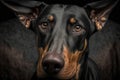 doberman pining after lost owner with sad eyes