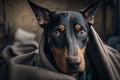 doberman pining after lost owner with sad eyes Royalty Free Stock Photo