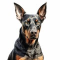 Realistic Doberman Pinscher Dog Portrait On White Background
