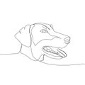 Doberman Pinscher, service dog, guard dog, companion dog one line art. Continuous line drawing of friend, dog, doggy Royalty Free Stock Photo