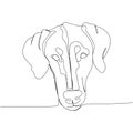 Doberman Pinscher, service dog, guard dog, companion dog one line art. Continuous line drawing of friend, dog, doggy Royalty Free Stock Photo