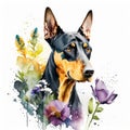 doberman pinscher watercolor clipart on white background