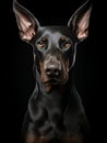 Doberman portrait posture very elegant with dark background , generated by AI