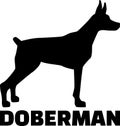 Doberman silhouette black Royalty Free Stock Photo