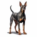 Realistic Doberman Pinscher Cartoon Dog Illustration With Metallic Finish