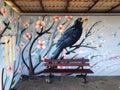 Decorated bus stop in northern Poland village of Dobieslaw