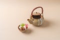 dobin mushi - steamed matsutake mushroom and pike conger with Japanese broth in an earthenware teapot