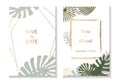 Doble side of jungle invitation card frame postcard template with text sample