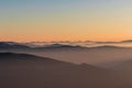 Dobratsch - Panoramic sunrise view from Dobratsch on High Tauern and Nocky Alps in Austria Royalty Free Stock Photo